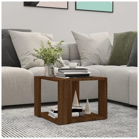 Lusso Casadino -  Tavolino Salotto Rovere Marrone 40x40x30cm Legno Ingegnerizzato - Foto 7