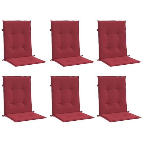 Cuscini Per Sedia 6 Pz Rosso Vino 100x50x3 Cm In Tessuto - Foto 2