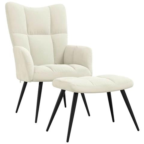 Lusso Casadino -  Poltrona Relax Con Poggiapiedi Bianco Crema In Velluto - Foto 1