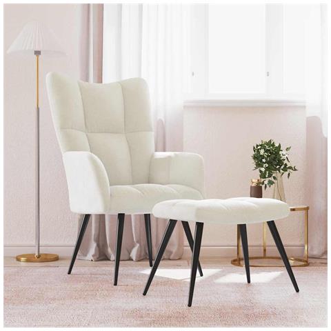 Lusso Casadino -  Poltrona Relax Con Poggiapiedi Bianco Crema In Velluto - Foto 8