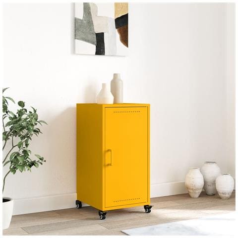 Credenza Giallo Antracite 36x39x72 Cm Acciaio Laminato A Freddo - Foto 2
