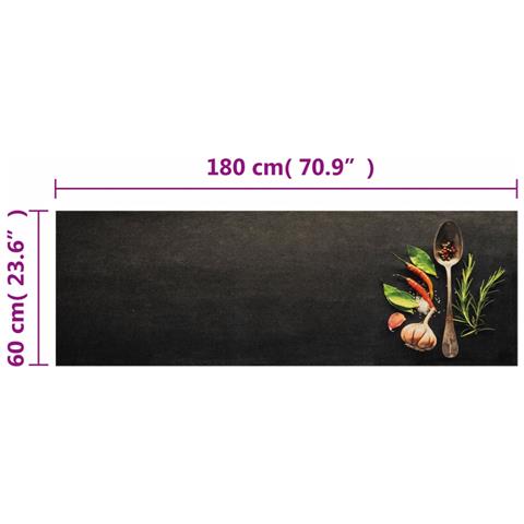 Tappeto Da Cucina Lavabile Spezie 60x180 Cm Velluto - Foto 5