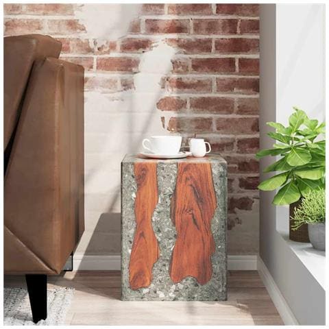 Sgabello In Legno Massello Di Teak E Resina - Foto 2