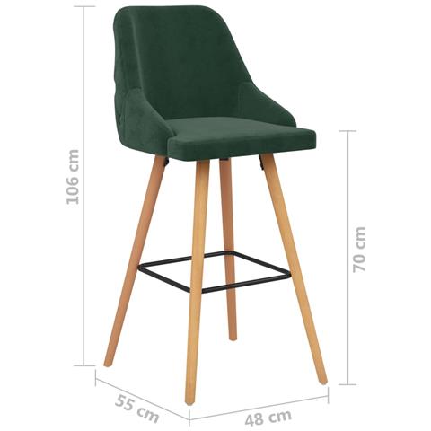 Lusso Casadino - Sgabelli Da Bar 2 Pz Verde Scuro In Velluto - Foto 7