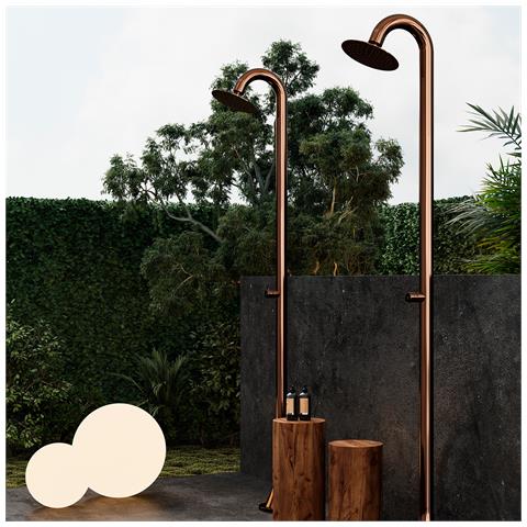 Doccia Temporizzata Luna In Acciaio Inox 316l Oro Rosa Per Esterni Resistente Alla Corrosione E Agli Agenti Atmosferici - Foto 1