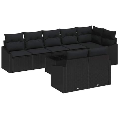 Set da Giardino 9 Pezzi con Cuscini Beige in Rattan - Foto 1
