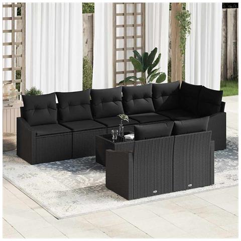 Set da Giardino 9 Pezzi con Cuscini Beige in Rattan - Foto 2
