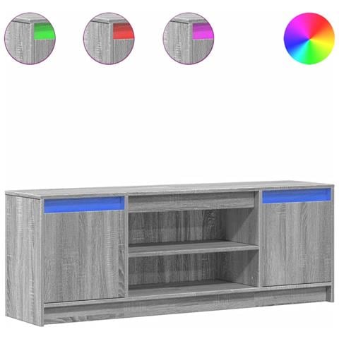 Mobile Porta TV con LED Grigio Sonoma 139,5x34x50 cm Truciolato - Foto 1