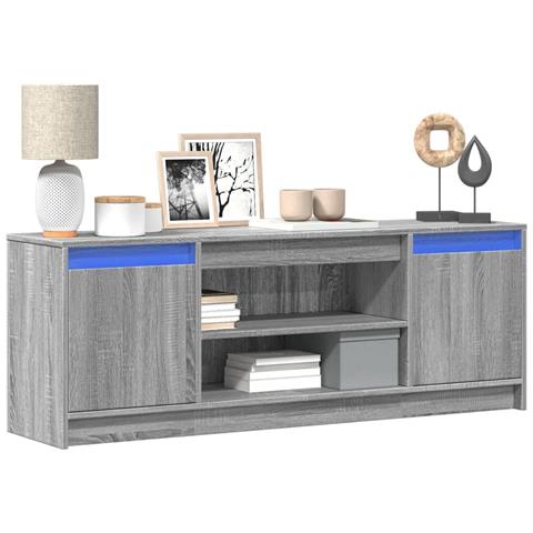 Mobile Porta TV con LED Grigio Sonoma 139,5x34x50 cm Truciolato - Foto 2