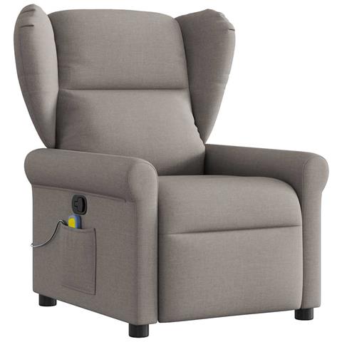 Poltrona Massaggiante Reclinabile Tortora in Tessuto - Foto 1
