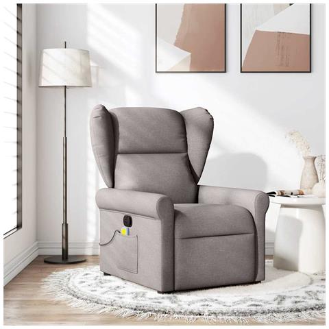 Poltrona Massaggiante Reclinabile Tortora in Tessuto - Foto 2