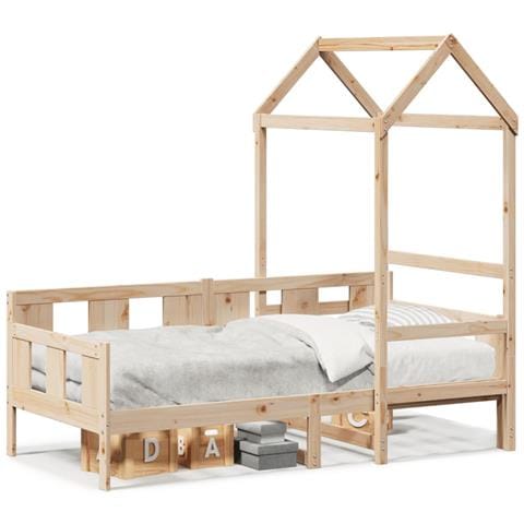 Dormeuse con Tetto 90x190 cm in Legno Massello di Pino - Foto 1