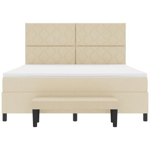 Letto con Box Spring, Materasso e Panchina Crema 180x200 cm Tessuto - Foto 9