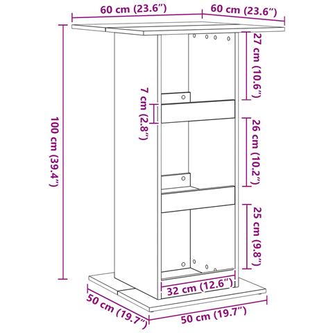 Tavolo Bar con Stoccaggio Quercia Nera 60x60x102 cm Legno Ingegnerizzato - Foto 9