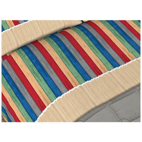 Completo Lenzuola Matrimoniale 100% Cotone Made Italy Disegno Multicolor 1 Piazza E Mezza Beige - Foto 2