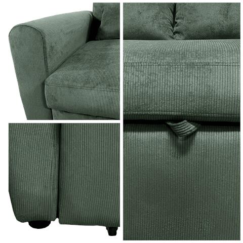 Divano Letto A 2 Posti In Velluto A Coste Verde Matt - Foto 10