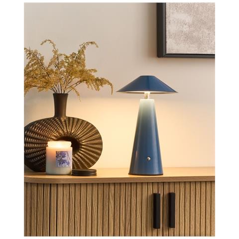 Lampada Da Tavolo Senza Fili A Led Apayao Con Dimmer Metallo Blu - Foto 1