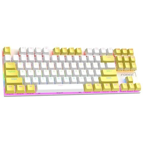 Tastiera Meccanica Cablata A 87 Tasti - Tastiera Da Gioco Rgb Hot-swappable Con Interruttore Blu White+yellow - Foto 1