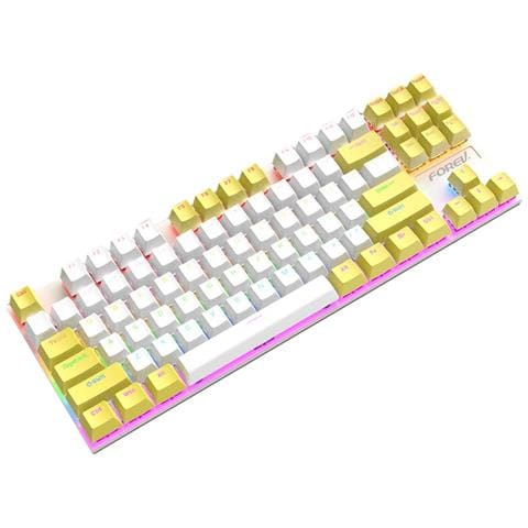 Tastiera Meccanica Cablata A 87 Tasti - Tastiera Da Gioco Rgb Hot-swappable Con Interruttore Blu White+yellow - Foto 2