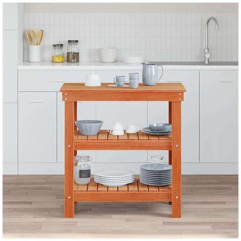 Banco da lavoro con lo scaffale Cera marrone 78.5 x 50 x 80 cm - Foto 2