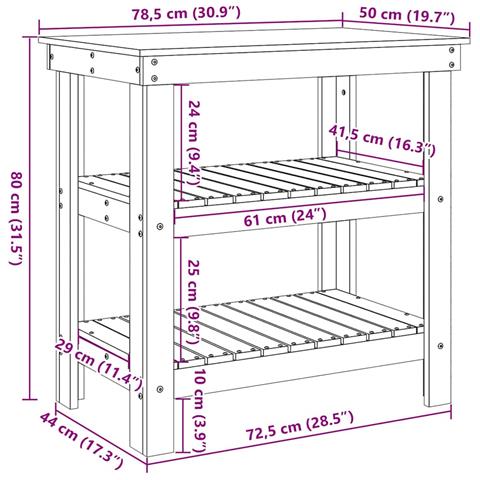 Banco da lavoro con lo scaffale Cera marrone 78.5 x 50 x 80 cm - Foto 9