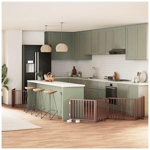 Cancello Cani Porta Pieghevole Marrone 8 Pannelli 640cm Pioppo - Foto 2