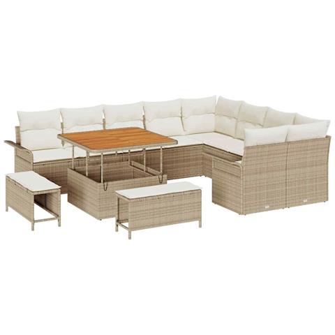 Set Divano da Giardino 12 pcs Beige polyrattan - Foto 1