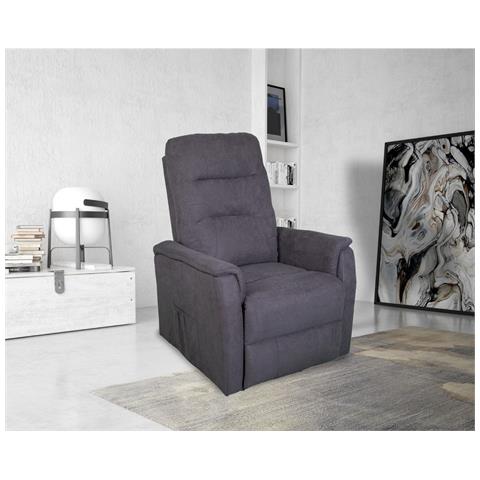 Poltrona Reclinabile Ilaria - Grigio - Ciniglia - 72x92x105 Cm - Foto 2