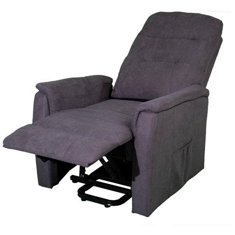 Poltrona Reclinabile Ilaria - Grigio - Ciniglia - 72x92x105 Cm - Foto 4