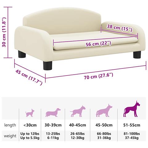 Lettino per Cani Crema 70x45x30 cm in Similpelle - Foto 7