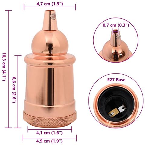 Portalampada 2 pz Oro Rosa E27 - Foto 8
