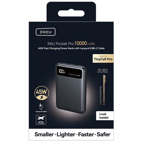 Powerbank Pocket Pro Slim 10000mah Usb-a E Usb-c Power Delivery / Quickcharge, Grigio - Foto 5