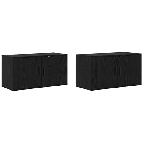 Set Mobile TV da Parete 2 pcs Rovere Nero 80 x 34,5 x 40 cm - Foto 1