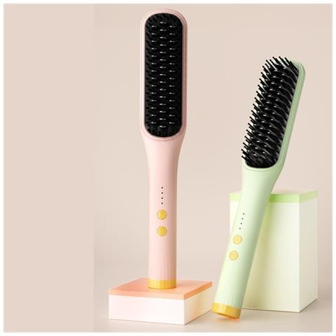 Spazzola Elettrica Lisciante Per Capelli 2-in-1 Con Temperatura Regolabile Pink - Foto 2