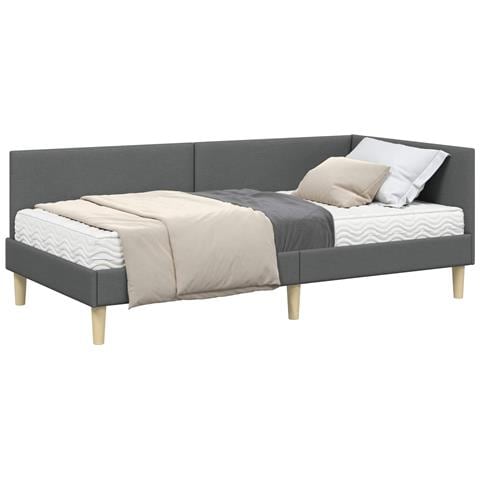 Struttura Letto Angolare con Materasso 2 pcs Grigio Tessuto - Foto 1