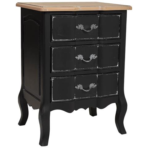 Tavolino In Legno Laccato Nero Invecchiato Con 3 Cassetti 50x40x70 - Foto 1