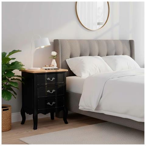 Tavolino In Legno Laccato Nero Invecchiato Con 3 Cassetti 50x40x70 - Foto 2