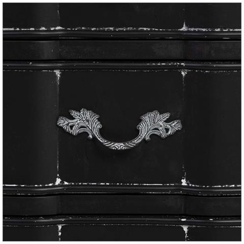 Tavolino In Legno Laccato Nero Invecchiato Con 3 Cassetti 50x40x70 - Foto 8