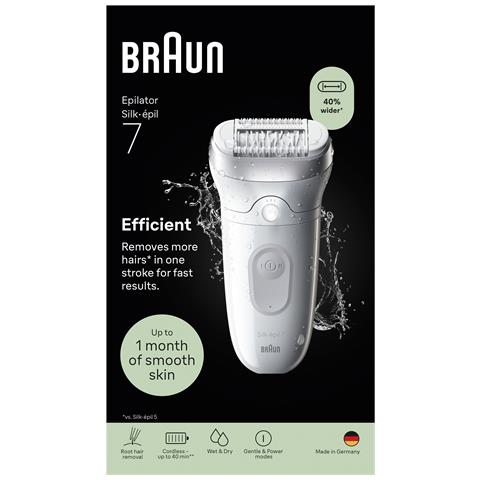 Braun Silk-épil 7 Silk-epil 7 SE7-000, Argento, 40 pinzette, MicroGrip, Batteria, Batteria integrata, Germania - Foto 4
