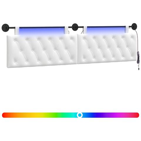 Testiera sospesa Con luce LED Bianco Tessuto - Foto 1
