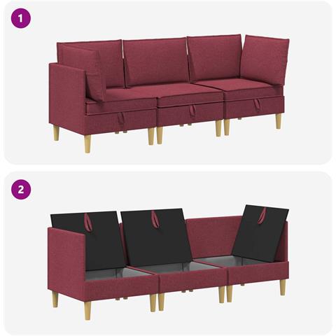 Set di divani modulari con spazio di archiviazione 3 pcs - Foto 8