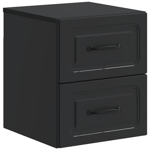 Mobiletto da notte a muro con cassetto Nero 34,5 x 33 x 40 cm - Foto 1