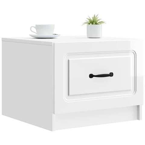 Tavolino da salotto con cassetto Bianco Lucido 49 x 50 x 37 cm - Foto 2