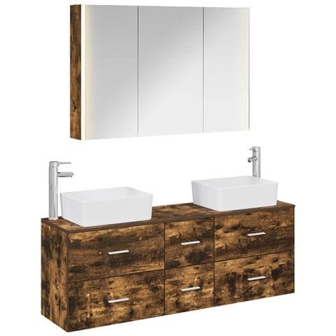 Set di mobili per il bagno 4 pcs Rovere Fumo - Foto 1