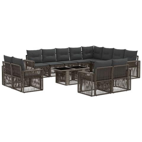 Set Divano da Giardino 13 pz Grigio e Grigio Scuro polyrattan - Foto 1