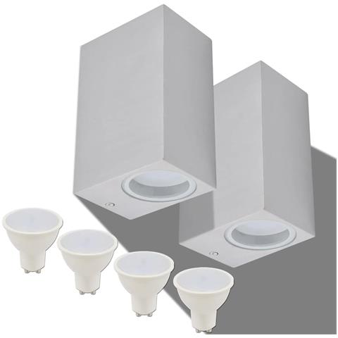 Applique Led Da Parete Esterno Quadrata 2 Pz. Proiezione In Alto / in Basso - Foto 1