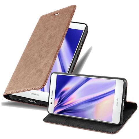 Custodia Compatibile Con Huawei P9 Lite In Marrone Cappuccino - Coperchio Protettiva Con Chiusura Magnetica, Funzione Stand E Tasca Per Le Carte - Foto 1