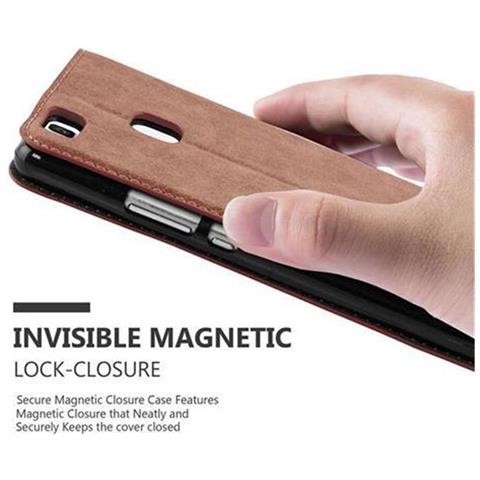 Custodia Compatibile Con Huawei P9 Lite In Marrone Cappuccino - Coperchio Protettiva Con Chiusura Magnetica, Funzione Stand E Tasca Per Le Carte - Foto 5