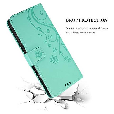 Cadorabo Custodia Compatibile Con Apple Iphone Xs Max In Turchese Fiore - Coperchio Protettivo In Design Floreale Con Chiusura Magnetica, Funzione Stand E Slot Per Carte - Foto 2