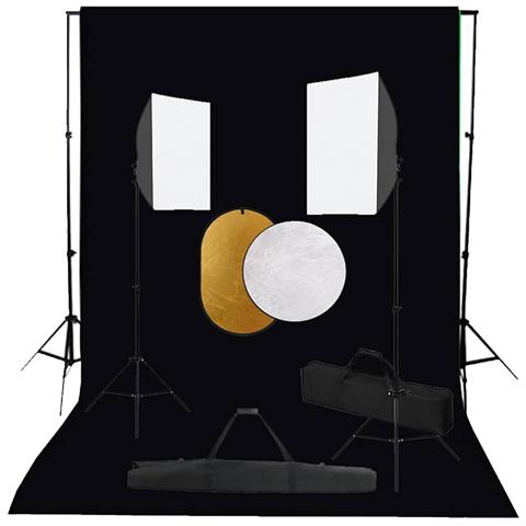 Kit per Studio Fotografico con Set Luci, Fondale e Riflettore - Foto 1
